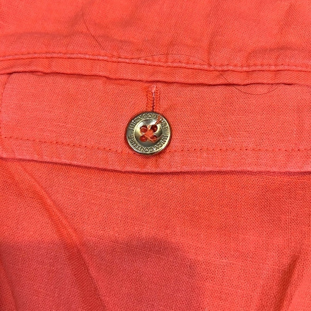 Juicy Couture,Yacht-Wear Coral Shorts,Cuffed w/Pockets, Beautiful w/Bright White - Picture 6 of 8